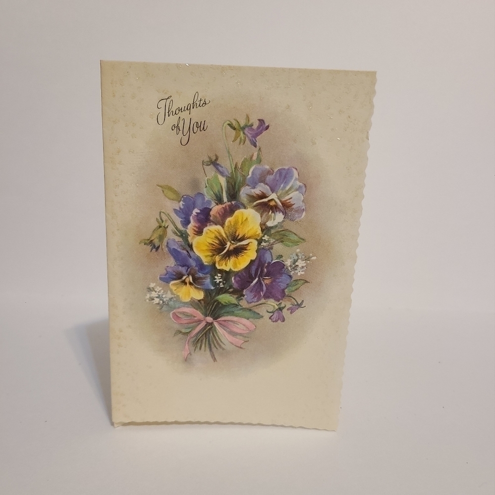 Vintage Faded White Floral Thank You Card